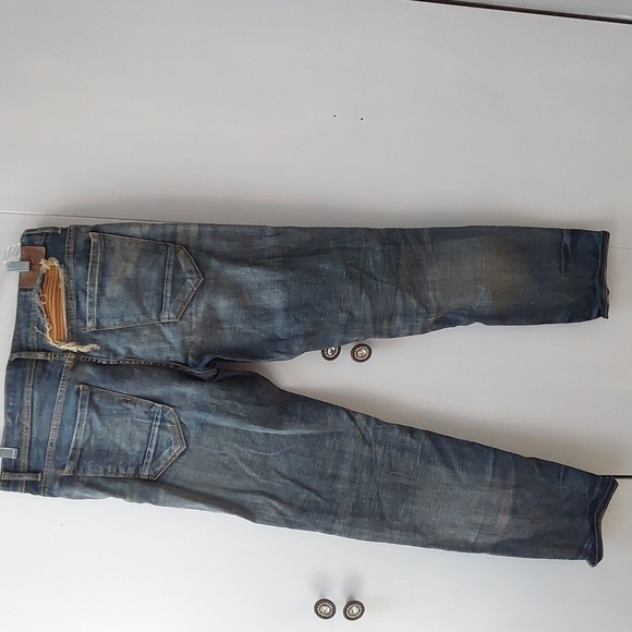 Jordan Craig Mens Jeans Distressed BIKER Moto Edgy Ripped Blue jeans Sz.34 X 32 - Picture 4 of 9